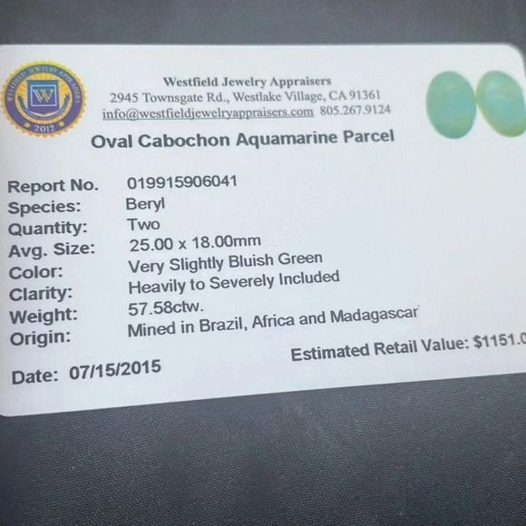Oval Cabochon Aquamarine Parcel (2 PCS) - Picture 5 of 5